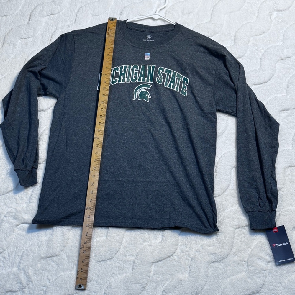 Men’s Large Ling Sleeve Michigan State T-Shirt (Grey) - Picture 4 of 7